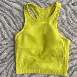 Lululemon ebb to street crop tank 4 chartreuse green